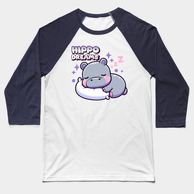 hippo dreams Baseball T-Shirt by AOAOCreation